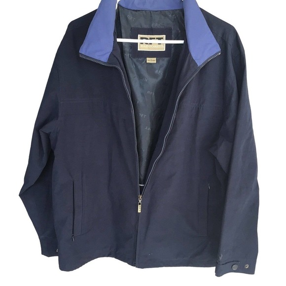 RFT Rainforest Jacket Mens L Quality Blue Zip Front/Pockets Double Snap Cuffs - Picture 1 of 13